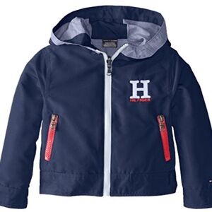 NWT Tommy Hilfiger Boys' Kirk Navy/grey Reversible Jacket W/ Hood Small 8/10